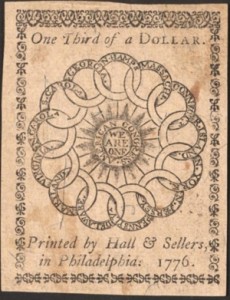 Continental currency printed by Hall and Sellers. 