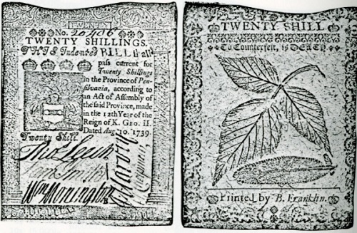 Paper currency printed by Franklin